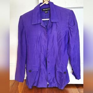1990s Patrick royal purple 100% silk long sleeve button up shirt vintage small